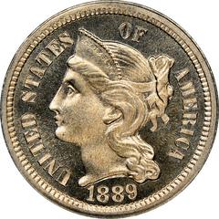 1889 [PROOF] Coins Three Cent Nickel Prices