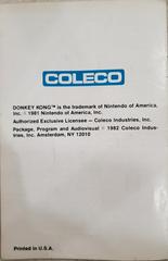Manual Back | Donkey Kong Colecovision