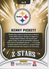 Back | Kenny Pickett Football Cards 2023 Panini Zenith  Z-Star