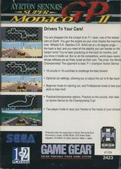 Back Cover | Super Monaco GP II Sega Game Gear