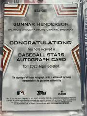 Back | Gunnar Henderson [Red] Baseball Cards 2023 Topps Series 2 Stars Autographs