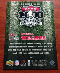 Backside | Carnell Williams Football Cards 2006 Upper Deck 1000 Yard Rushing Club