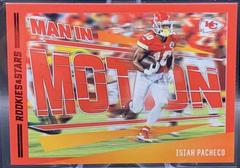 Isiah Pacheco [Red Longevity] #MM-12 Football Cards 2023 Panini Rookies & Stars Man In Motion Prices