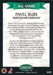 Pavel Bure [Emerald Ice] #460 Back | Pavel Bure [Emerald Ice] Hockey Cards 1992 Parkhurst