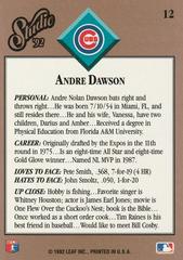 Back | Andre Dawson Baseball Cards 1992 Studio
