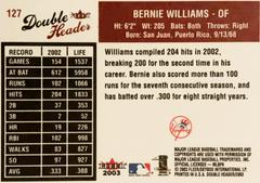 Rear | Bernie Williams Baseball Cards 2003 Fleer Double Header