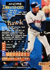 Rear | Andre Dawson Baseball Cards 1994 Stadium Club 1st Day Issue