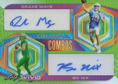 Drake Maye, Bo Nix [Prismatic Green] #CC-23 Football Cards 2023 Leaf Vivid Autographs Colorful Combos Prices