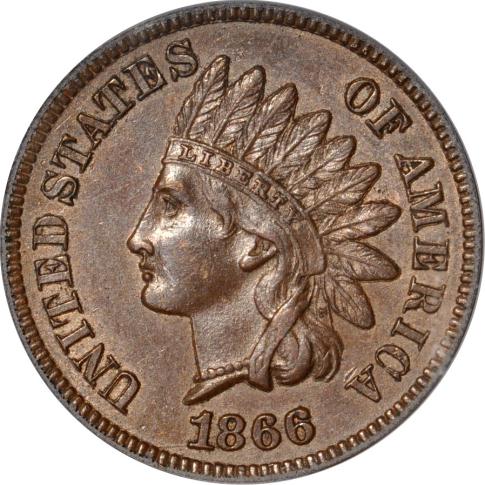 1866 [DOUBLE DIE] Coins Indian Head Penny