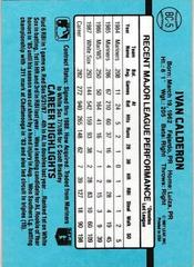 Back Of Card | Ivan Calderon Baseball Cards 1988 Donruss MVP