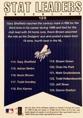 Rear | Gary Sheffield/Kevin Brown Baseball Cards 2000 Upper Deck Victory