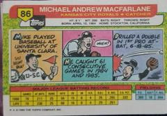 Back | Mike Macfarlane Baseball Cards 1989 Topps Big