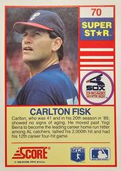 Back | Carlton Fisk Baseball Cards 1990 Score Superstars