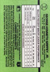 Back Card | Ken Griffey Jr. Baseball Cards 1989 Donruss Rookies