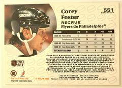 Backside | Corey Foster [French] Hockey Cards 1992 Pro Set