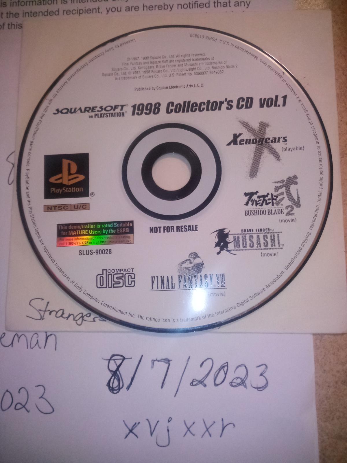 Squaresoft on Playstation 1998 Collector's CD Vol. 1 | Item only ...