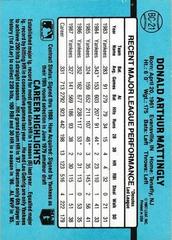Back Of Card | Don Mattingly Baseball Cards 1988 Donruss MVP