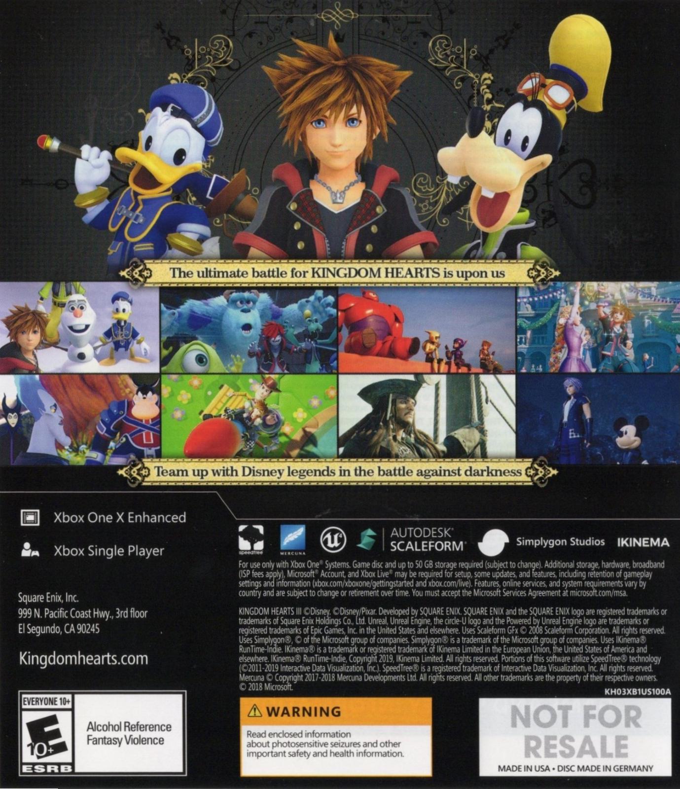 Jeu KINGDOM HEARTS III Edition Deluxe - Xbox One - Version FR Neuve Sous Blister