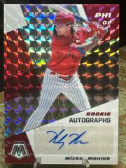 Mickey Moniak #RAM-MM Baseball Cards 2021 Panini Mosaic Rookie Autographs Prices