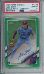 Front Of Card | Alec Bohm [Green Refractor] Baseball Cards 2021 Topps Chrome Rookie Autographs