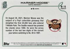 Card Back | Mariner Moose Baseball Cards 2022 Topps Opening Day Mascots