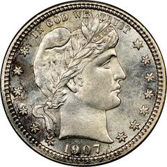 1907 [PROOF] Coins Barber Quarter Prices