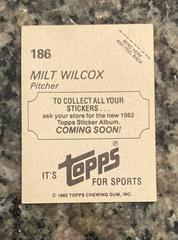 Coming Soon Back | Milt Wilcox [Coming Soon] Baseball Cards 1982 Topps Stickers