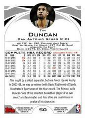 Back | Tim Duncan Basketball Cards 2004 Topps