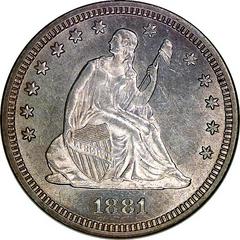 1881 [PROOF] Coins Seated Liberty Quarter Prices