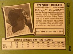 Rear | Ezequiel Duran Baseball Cards 2020 Topps Heritage Minor League