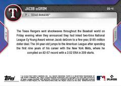 Back | Jacob deGrom Baseball Cards 2022 Topps Now Off Season
