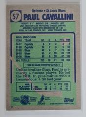 Backside | Paul Cavallini Hockey Cards 1990 Topps
