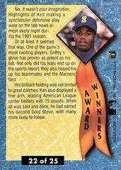 Card Back | Ken Griffey Jr. Baseball Cards 1992 Ultra Award Winners