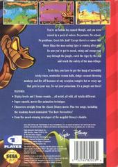 Back Cover | The Jungle Book Sega Genesis