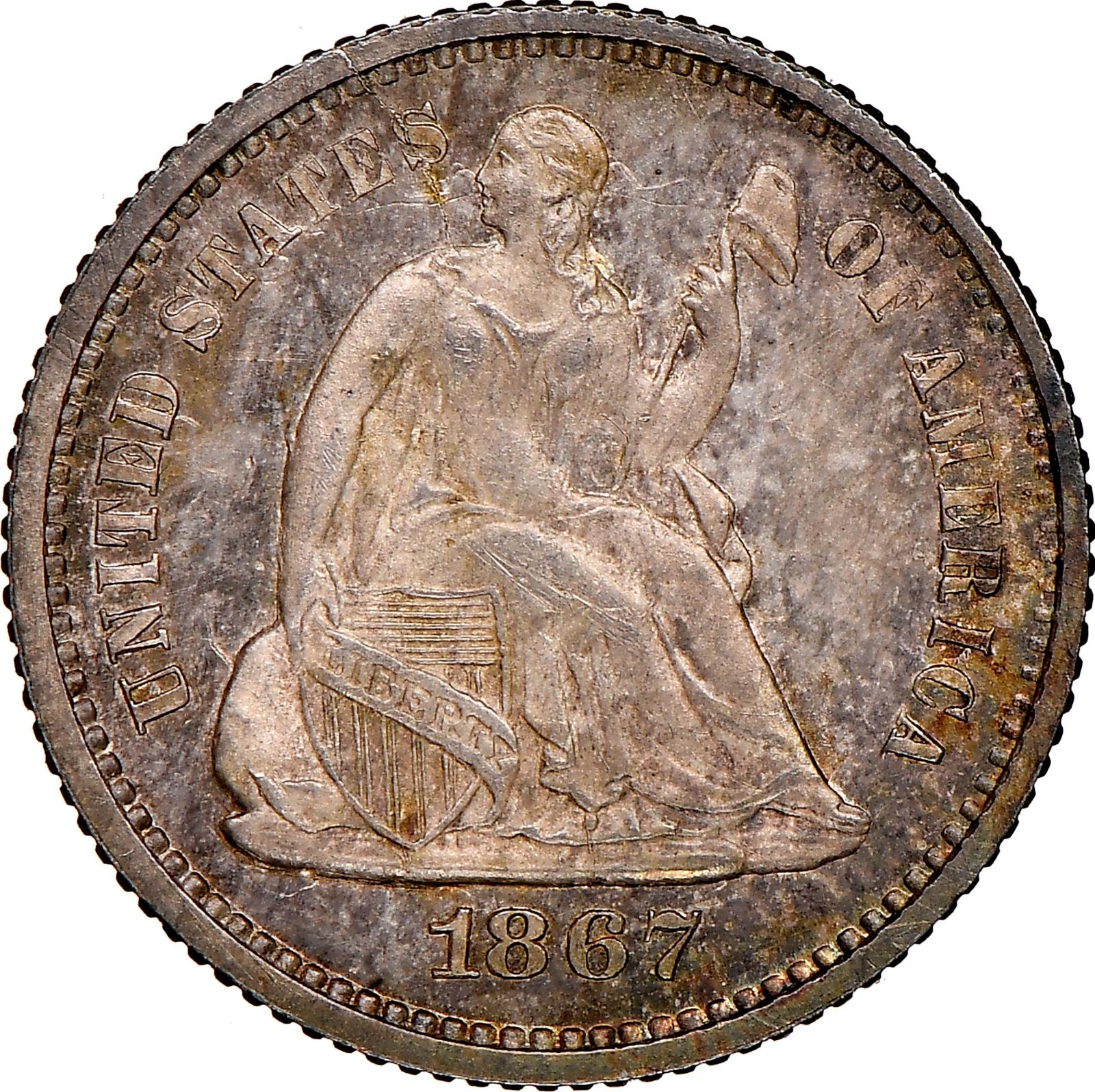 1867 [PROOF] Coins Seated Liberty Half Dime