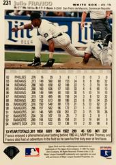 Rear | Julio Franco Baseball Cards 1995 Collector's Choice Se