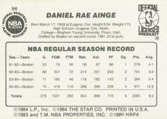 Green Border - Back Side | Danny Ainge Basketball Cards 1986 Star