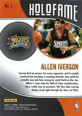 Back | Allen Iverson Basketball Cards 2020 Panini Mosaic HoloFame