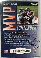 Back Of Card | Terrell Davis Football Cards 1998 Leaf Rookies & Stars MVP Contenders