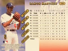 Rear | Ramon Martinez [Pennant Edition] Baseball Cards 1997 Panini Donruss Team Set