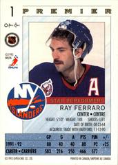 Back Of Card | Ray Ferraro Hockey Cards 1992 O-Pee-Chee Premier Star Performers