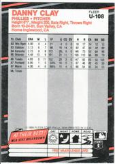 Back | Danny Clay Baseball Cards 1988 Fleer Update