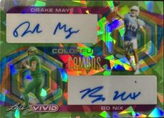Drake Maye, Bo Nix [Crystal Green] #CC-23 Football Cards 2023 Leaf Vivid Autographs Colorful Combos Prices