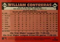 Rear | William Contreras Baseball Cards 2021 Topps Chrome 1986