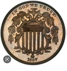 1867 [RAYS] Coins Shield Nickel Prices