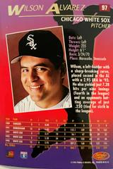 Rear | Wilson Alvarez Baseball Cards 1994 Sportflics 2000