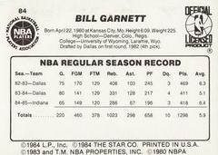 Back Side | Bill Garnett Basketball Cards 1986 Star