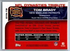 Back Of Card | Tom Brady Football Cards 2008 Topps Dynasties