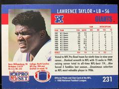 Back  | Lawrence Taylor Football Cards 1990 Pro Set