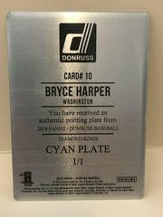 Back | Bryce Harper [Cyan Printing Plate] Baseball Cards 2018 Panini Donruss